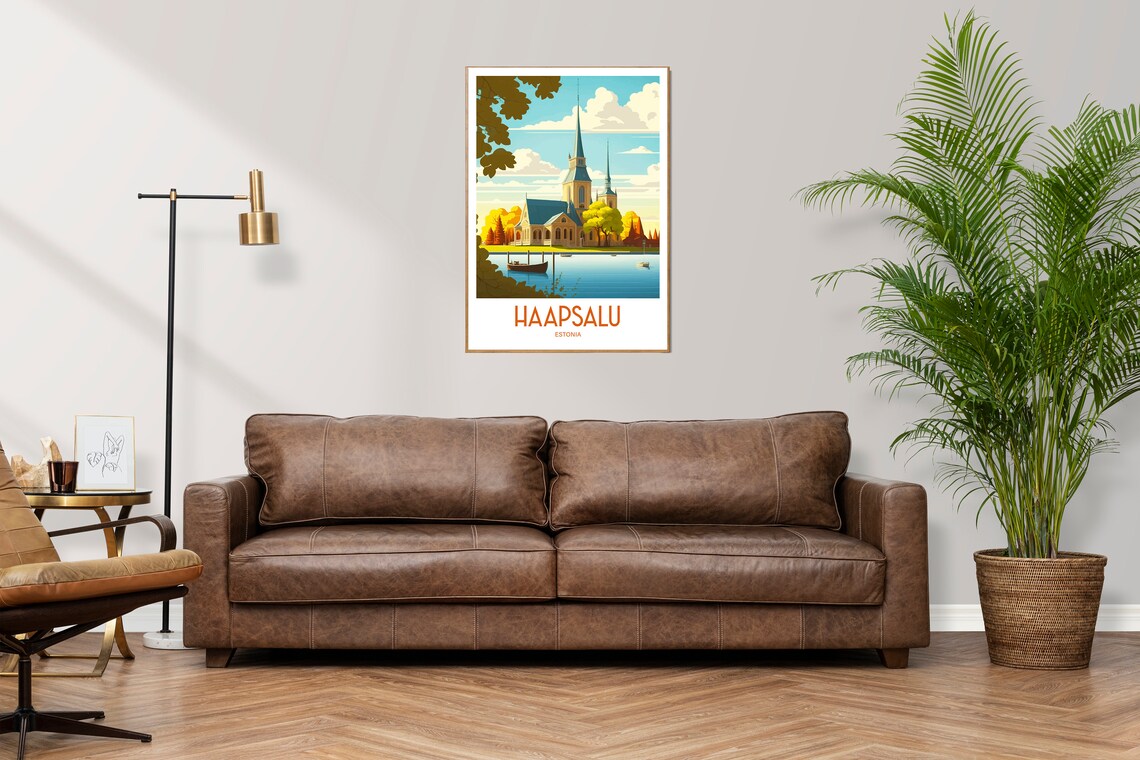 Haapsalu Estonia Waterfront Church Autumn Trees Travel Poster - Image 3