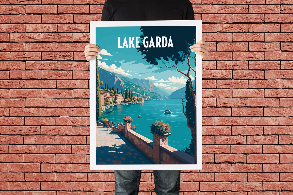 Lake Garda Italy Travel Poster, Seaside Landmark - Image 5