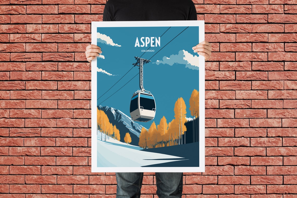 Aspen Ski Travel Print Aspen Resort Travel Art Skiing Travel Print Skiing Lift Peak Skiing Travel Poster - Image 4