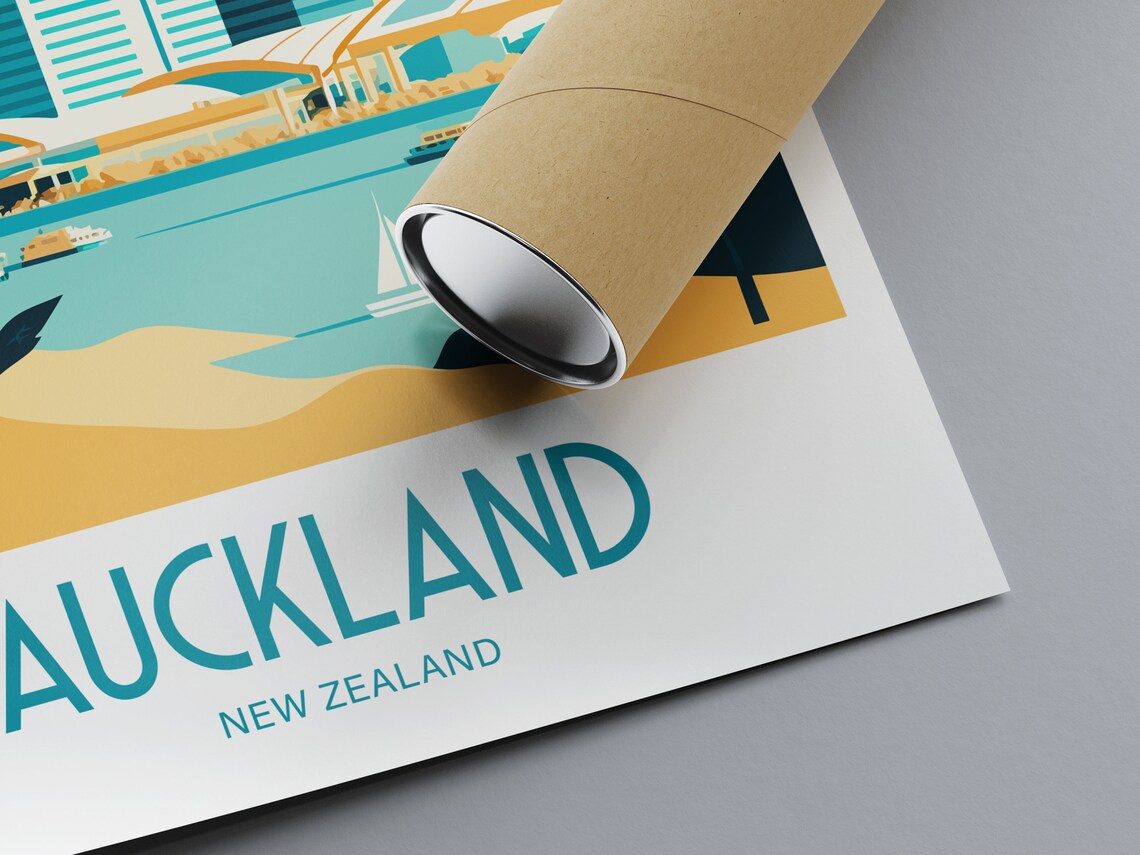 Auckland New Zealand Travel Poster, Landscape Art - Image 2