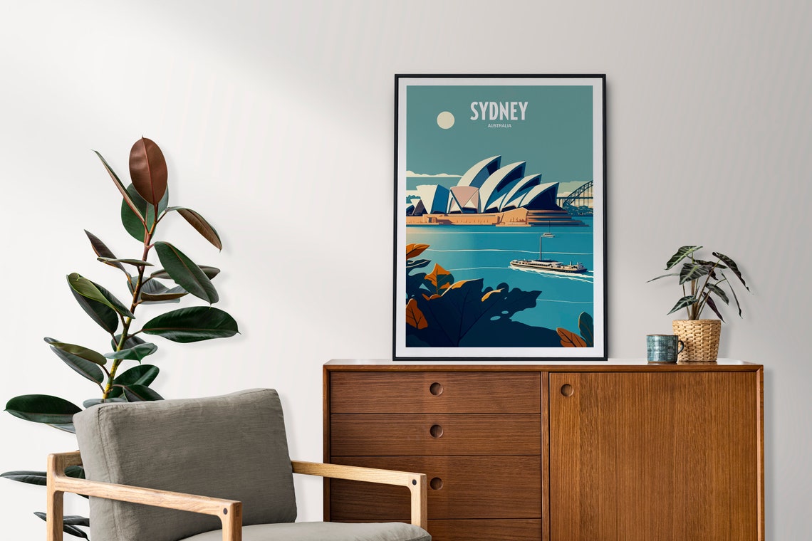 Sydney Australia Opera House Harbor Ferry Retro Travel Poster - Image 2