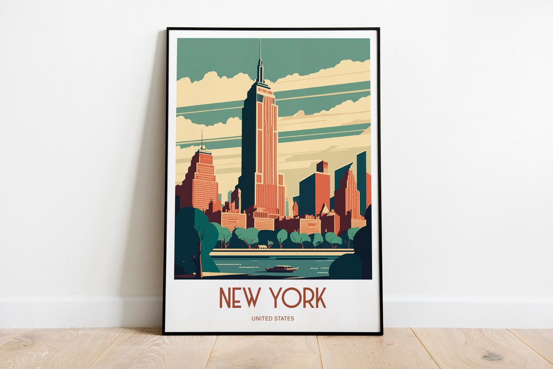 New York Poster New York Travel New York Skyline Nyc Print Nyc Poster New York Gift New York Travel Art New York City Print