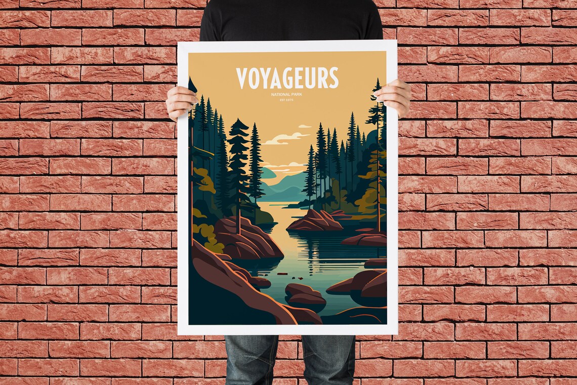 Voyageurs National Park Golden Lake Pines Retro Travel Poster - Image 4