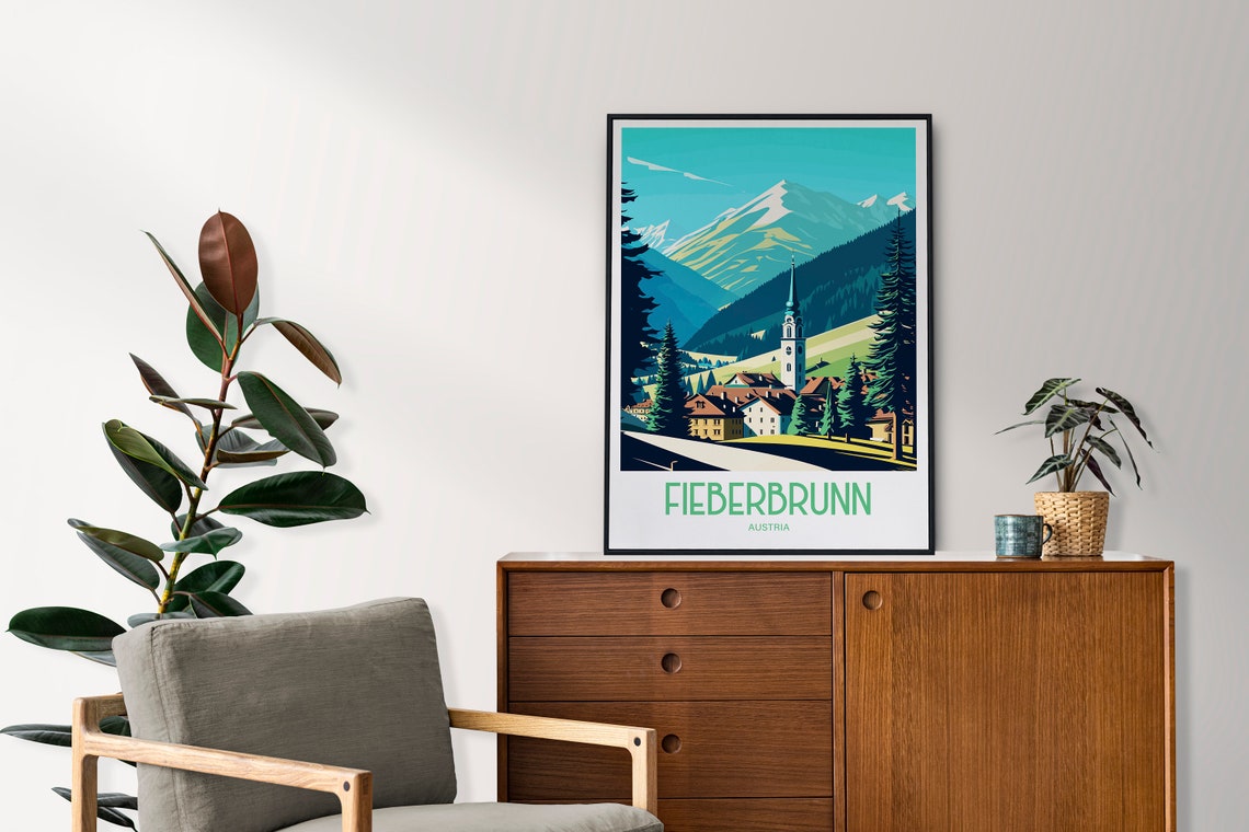 Fieberbrunn Travel Print Fieberbrunn Poster Fieberbrunn Austria Home Decor Landscape Art Print Fieberbrunn Austria Wall Art Gift Fieberbrunn - Image 4