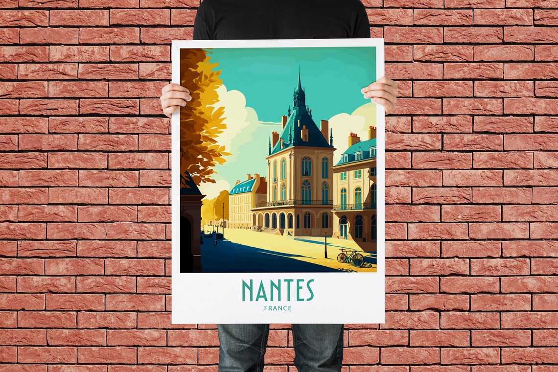 Nantes France Historic Chateau Square Vintage Travel Poster Art - Image 2