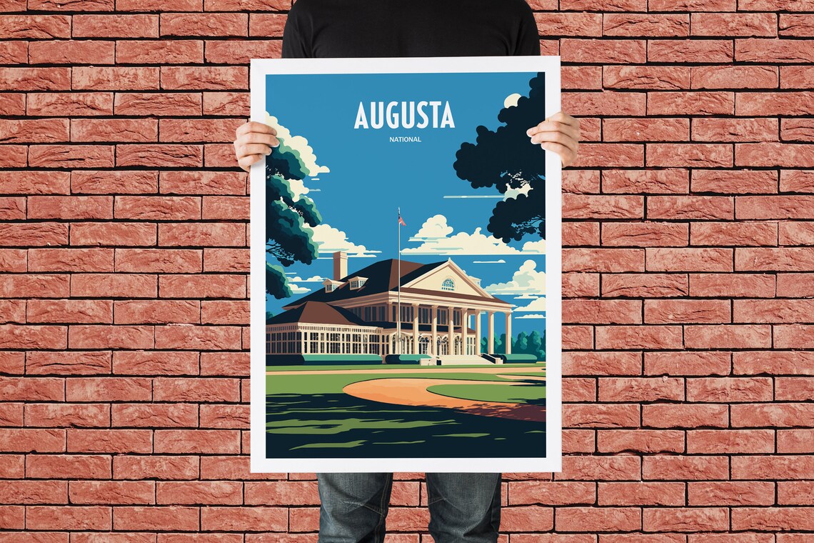 Augusta National Golf Clubhouse Sunny Day Vintage Travel Poster - Image 3