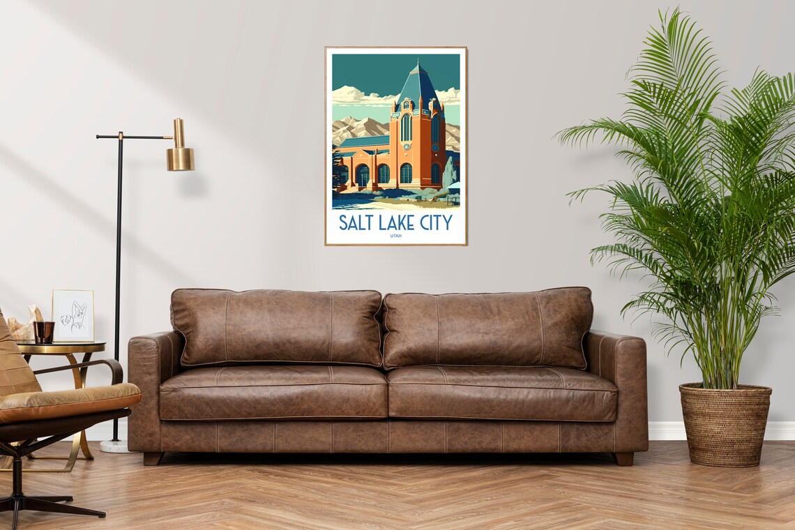 Salt Lake City Utah Historic Orange Tower Building Travel Poster - Image 2