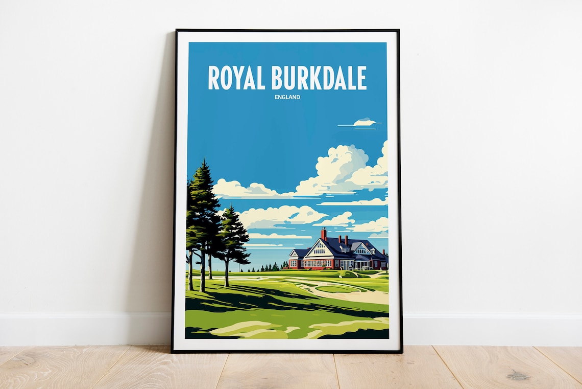 Royal Burkdale England Golf Course Clubhouse Vintage Travel Poster