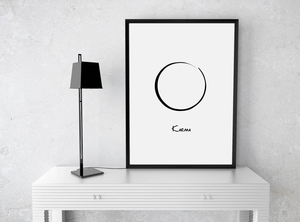 Karma Enso Circle Zen Minimalist Brushstroke Black And White Poster - Image 2