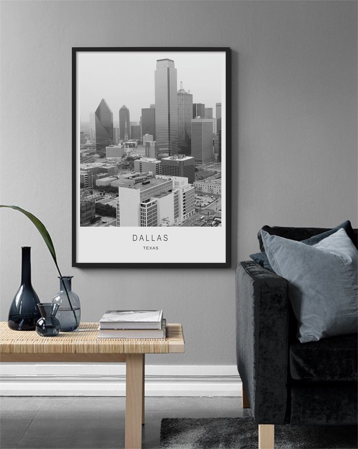 Dallas Texas Skyline Black and White Photography Cityscape Art Poster - Image 3