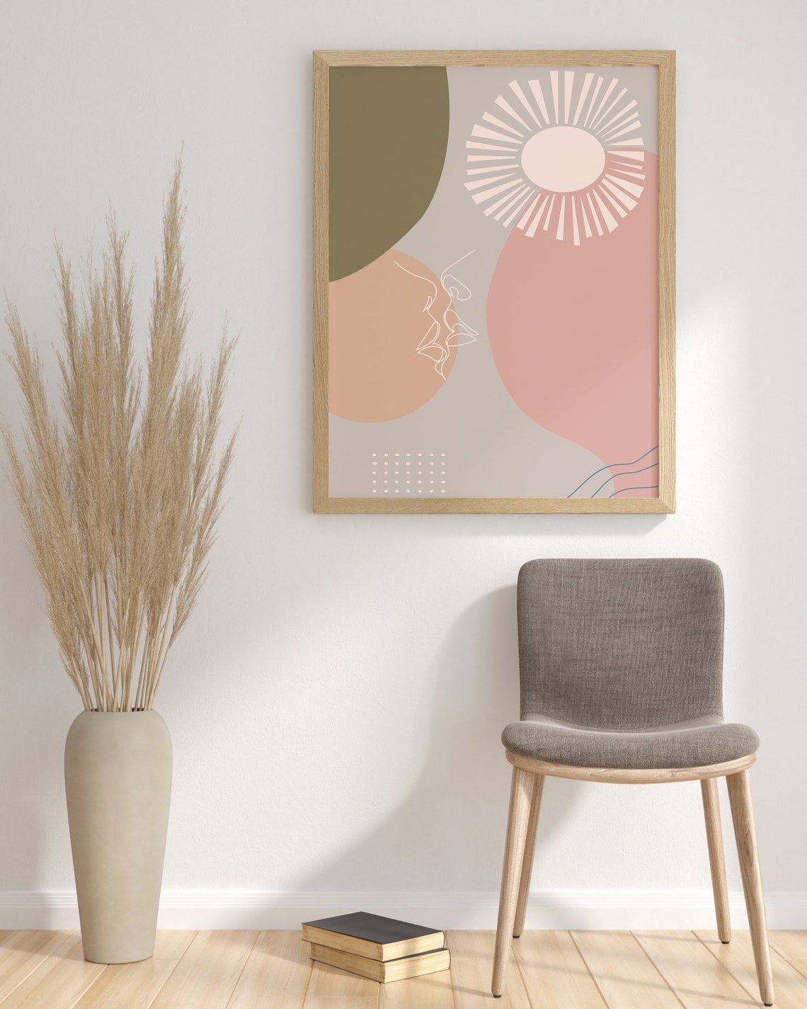 Abstract Boho Sun Face Line Art Modern Bohemian Decor Poster - Image 3