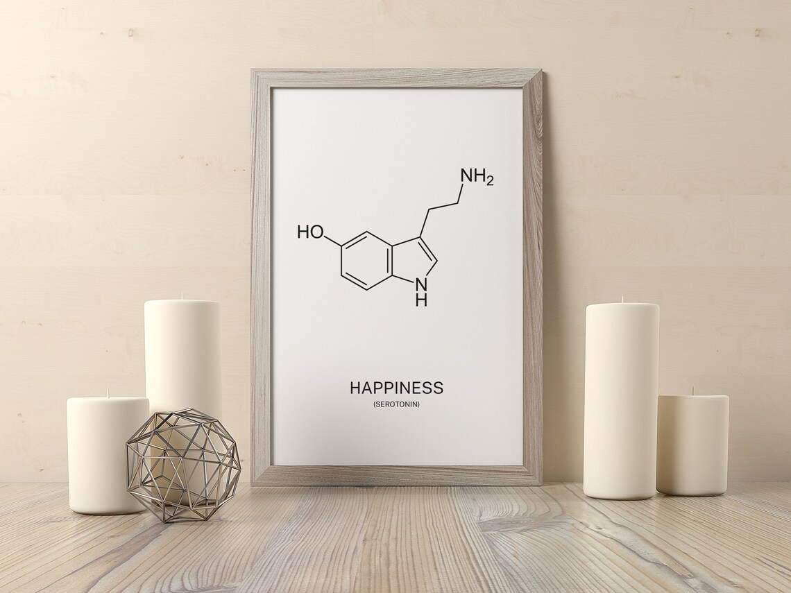 Serotonin Molecule of Happiness Minimalist Science Art Poster - Image 3