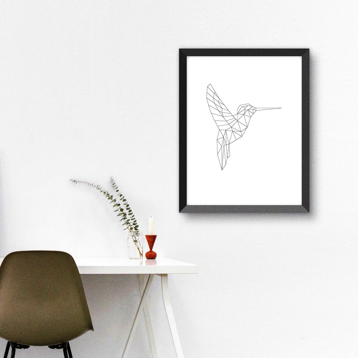 Geometric Hummingbird Line Art Minimalist Bird Drawing Poster - Image 2
