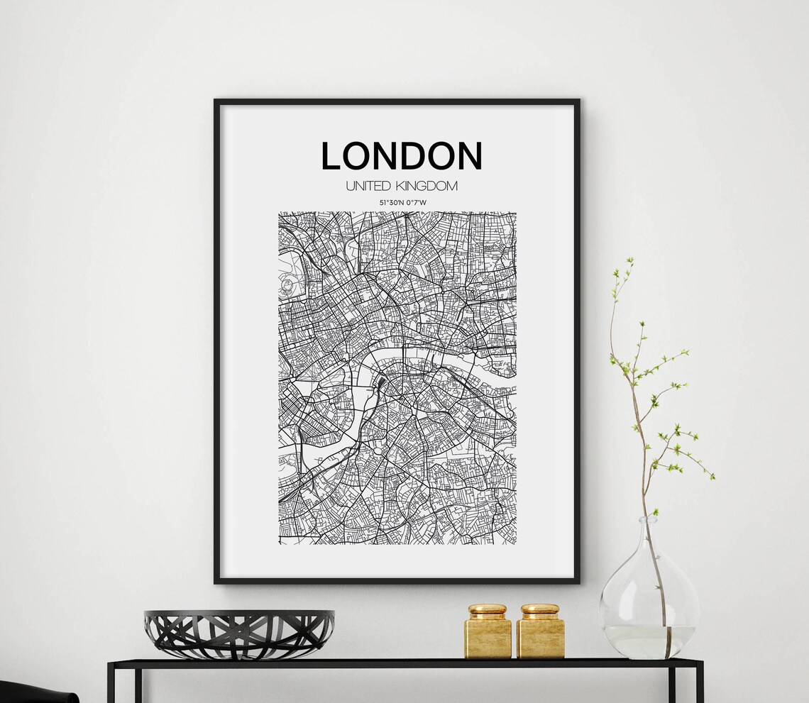 Sale London London Map Print London City England Print London Map Poster United Kingdom City Map Print Black And White Map Uk