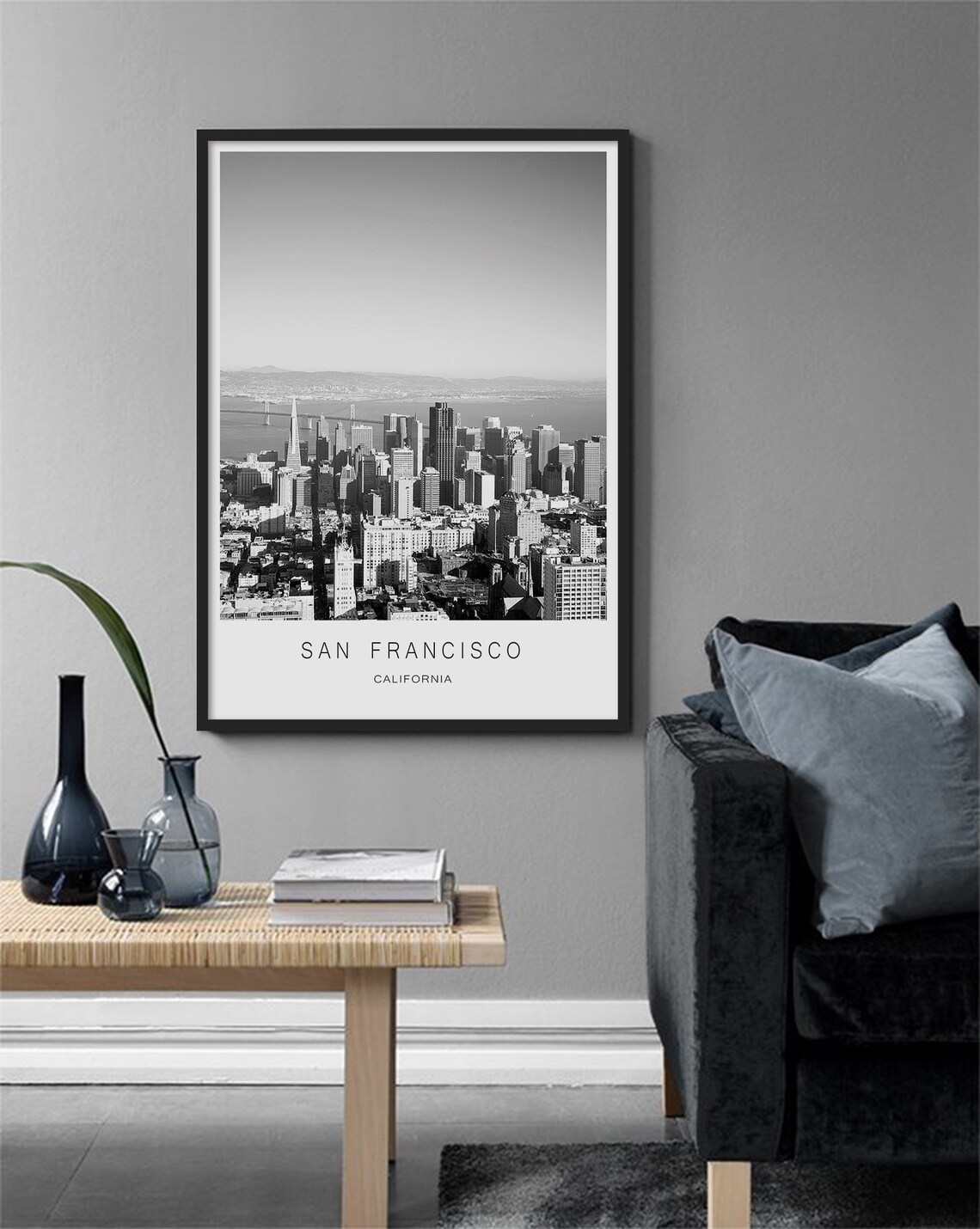 San Francisco California Black And White Bay Skyline Photo Poster - Image 2