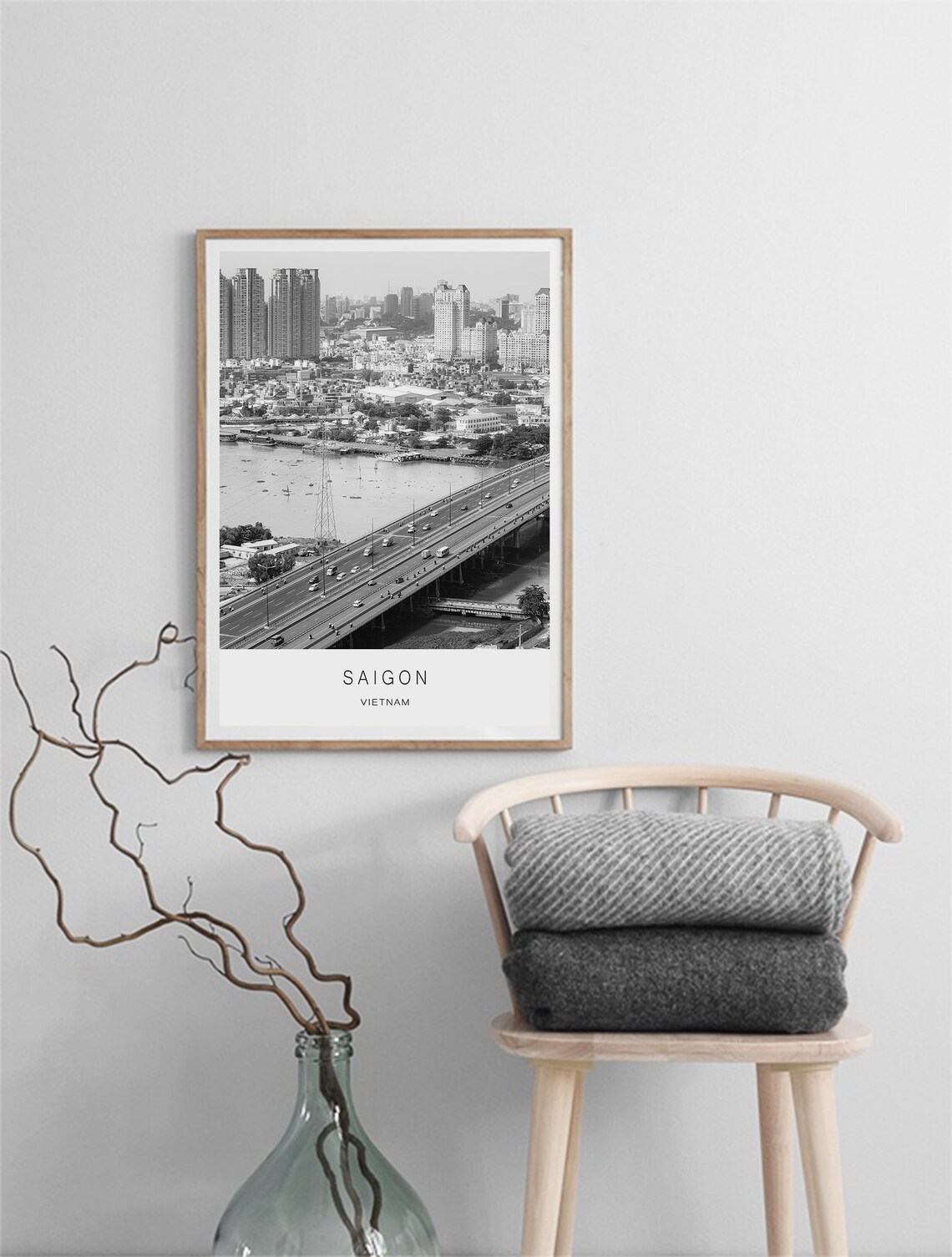 Saigon Vietnam Black And White River Skyline Photography Poster - Image 2