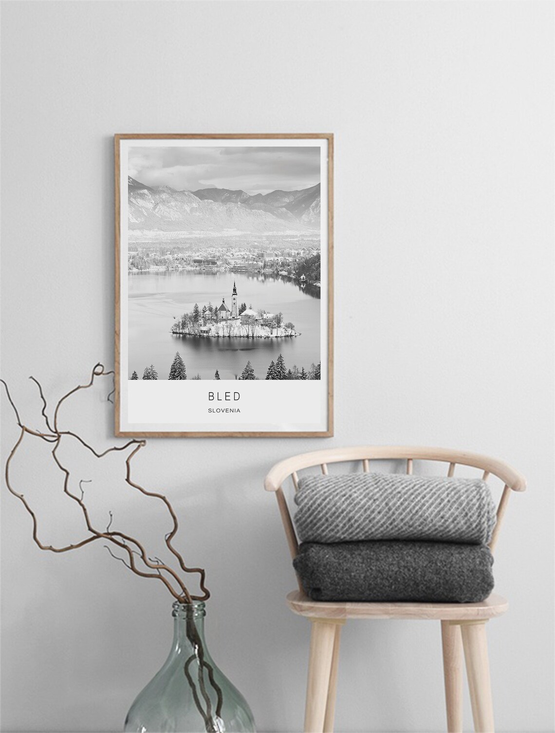 Bled Slovenia Black And White Lake Island Church Photo Poster - Image 2