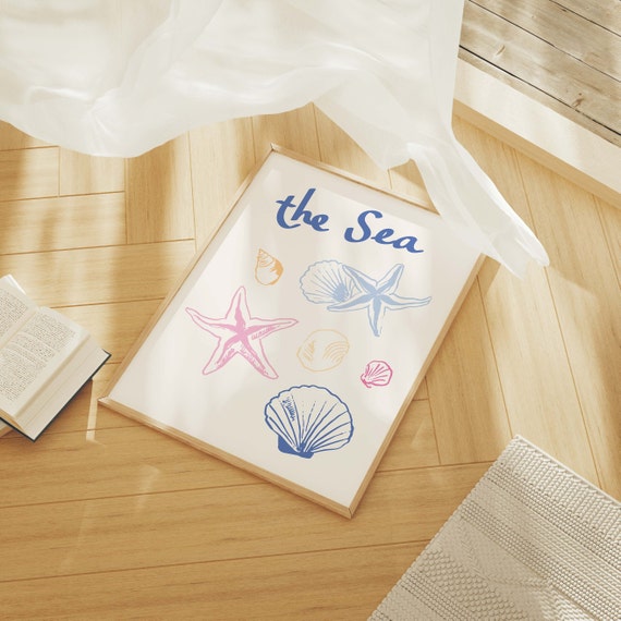 The Sea Print Art Cute Summer Art Print Girly Wall Art Beach House Decor Coastal Wall Art Seashell Wall Art