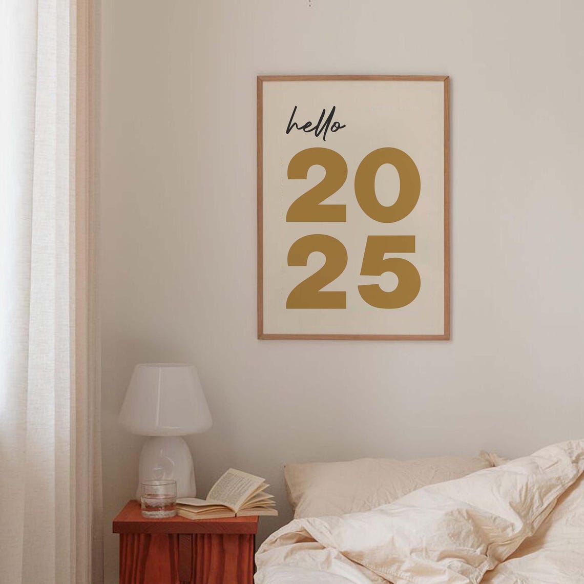 Hello 2025 Gold New Year Script Typography Celebration Poster - Image 4