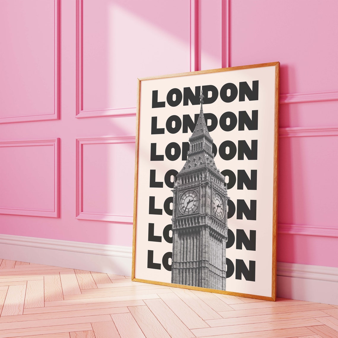 London Big Ben Clock Tower Black White Typography Travel Poster - Image 3