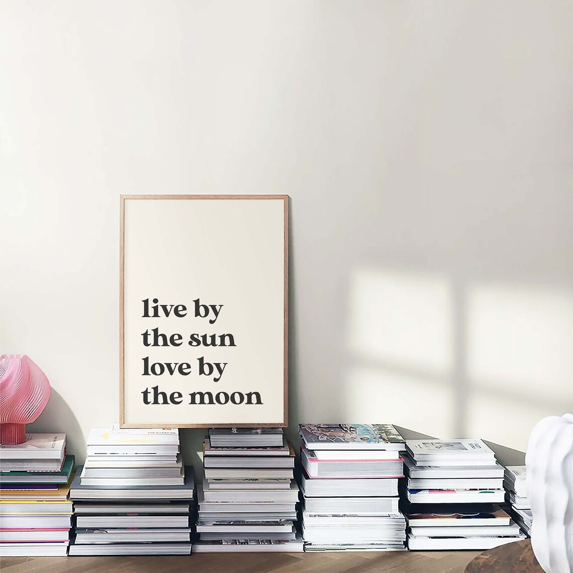 Live By The Sun Love By The Moon White Minimal Quote Typography Poster - Image 6