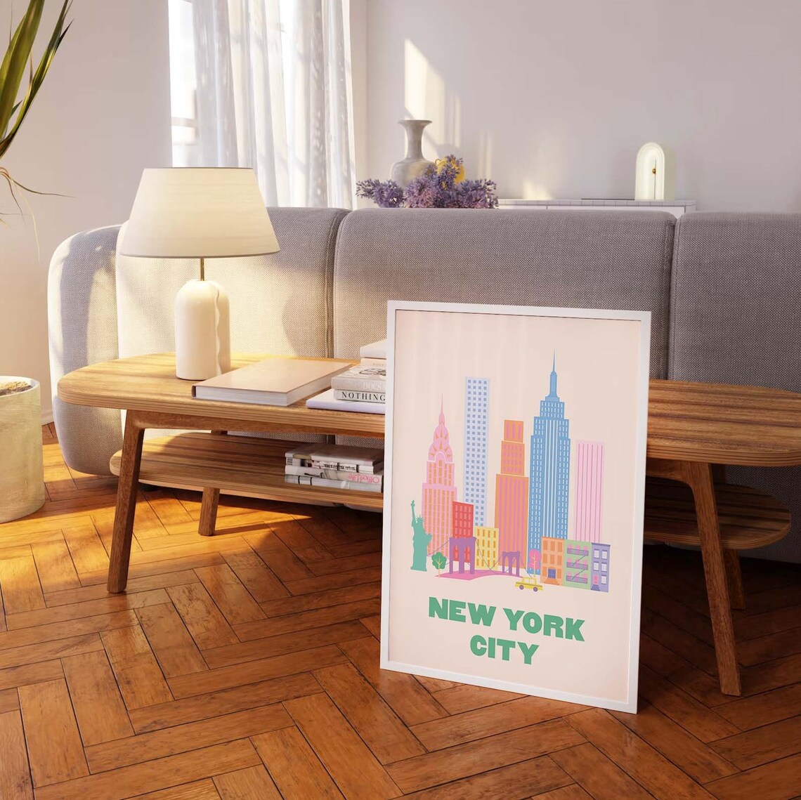 New York City Pastel Skyline Chrysler Empire State Travel Poster - Image 4