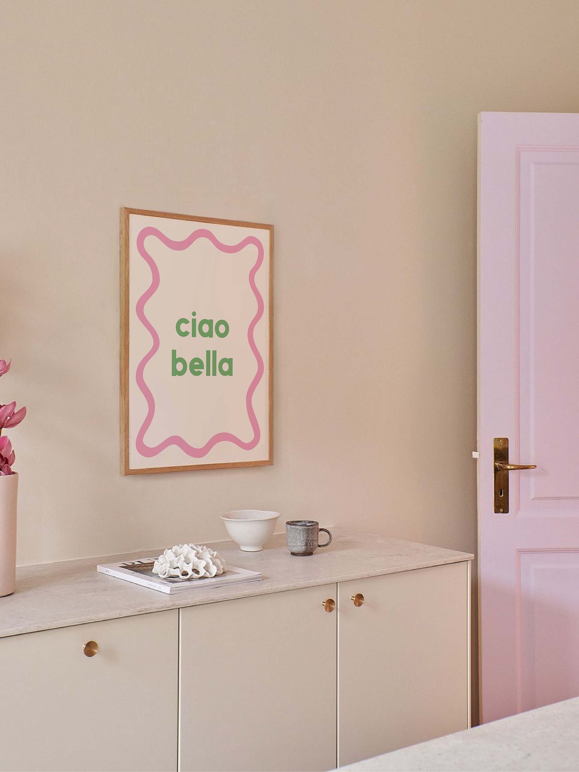 Ciao Bella Print Art Cute Italian Wall Art Pink Trendy Art Print Retro Text Print - Image 6