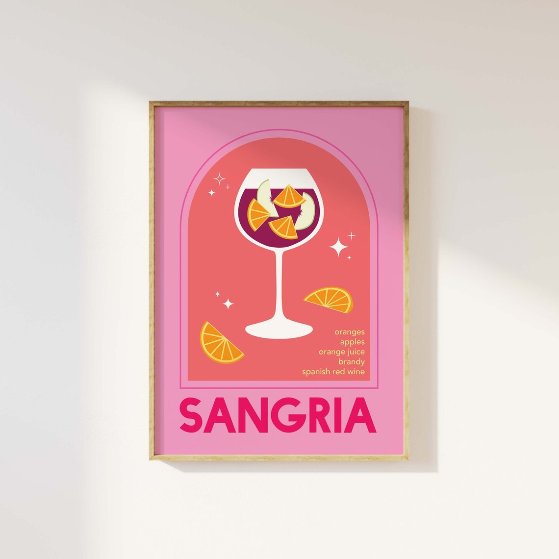 Sangria Pink Spanish Wine Cocktail Recipe Retro Bar Art Poster - Image 5