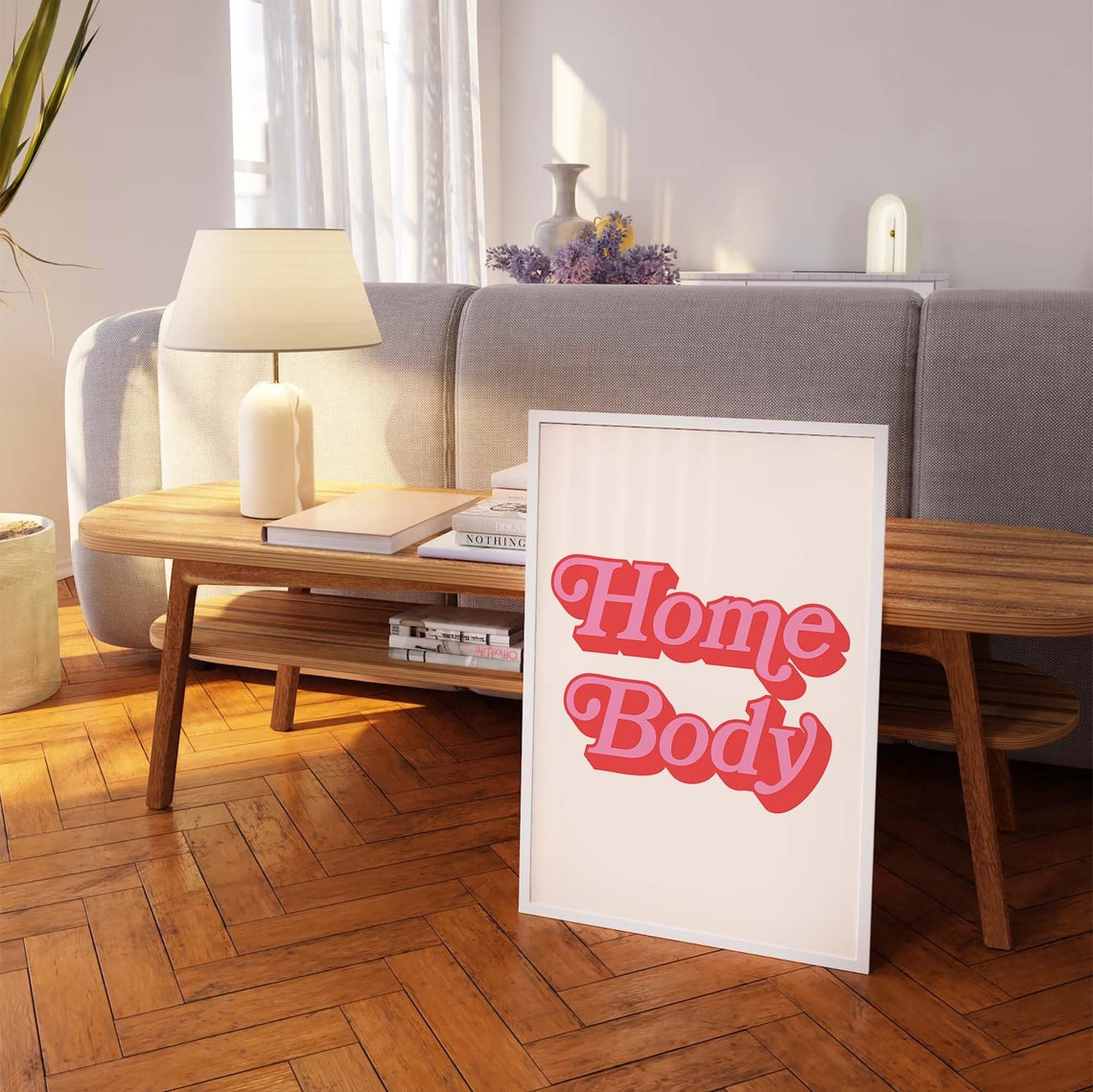 Homebody Print Art Minimal Red Pink Typography Art Cute Wall Art Trendy Art Print - Image 2