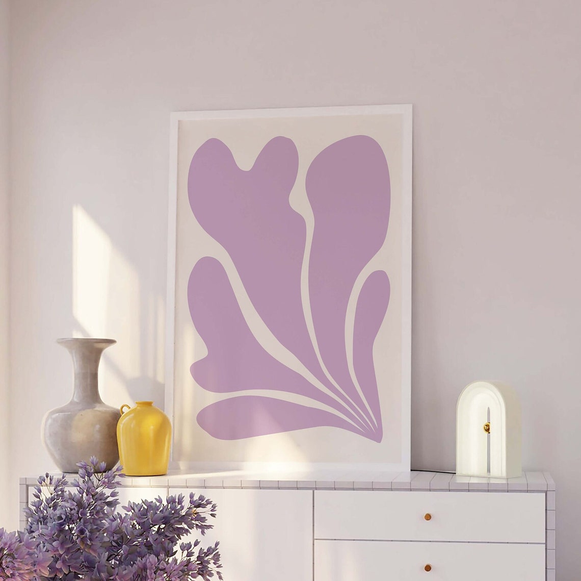 Purple Abstract Botanical Leaf Shape Minimalist Art Poster For Home
