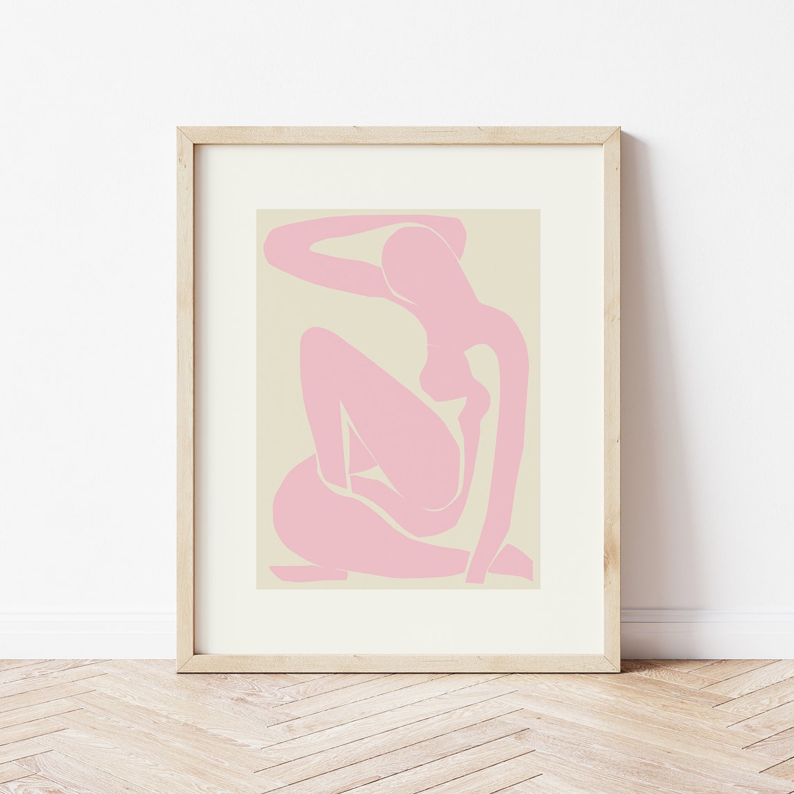 Matisse Style Pink Nude Silhouette Minimalist Modern Art Print - Image 3