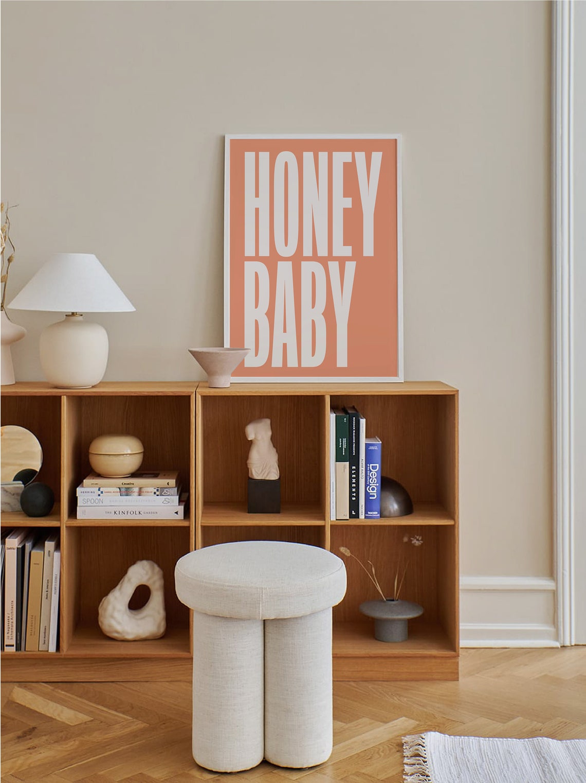 Honey Baby Quote Print Art Minimal Orange Typography Art Cute Trendy Wall Art - Image 4