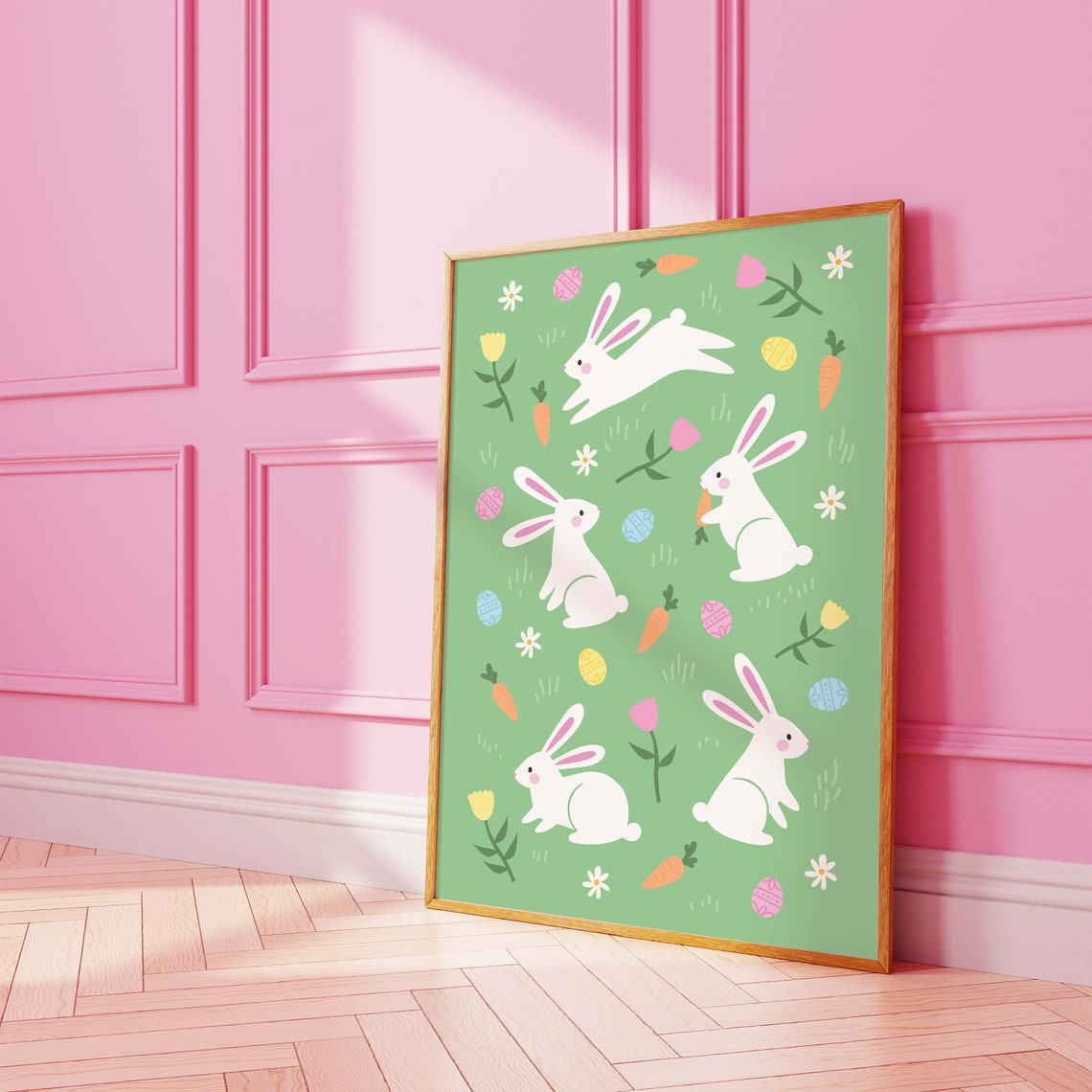 Easter Print Art Cute Easter Art Print Easter Bunnies Wall Art Trendy Easter Decor Spring Wall Decor - Image 4