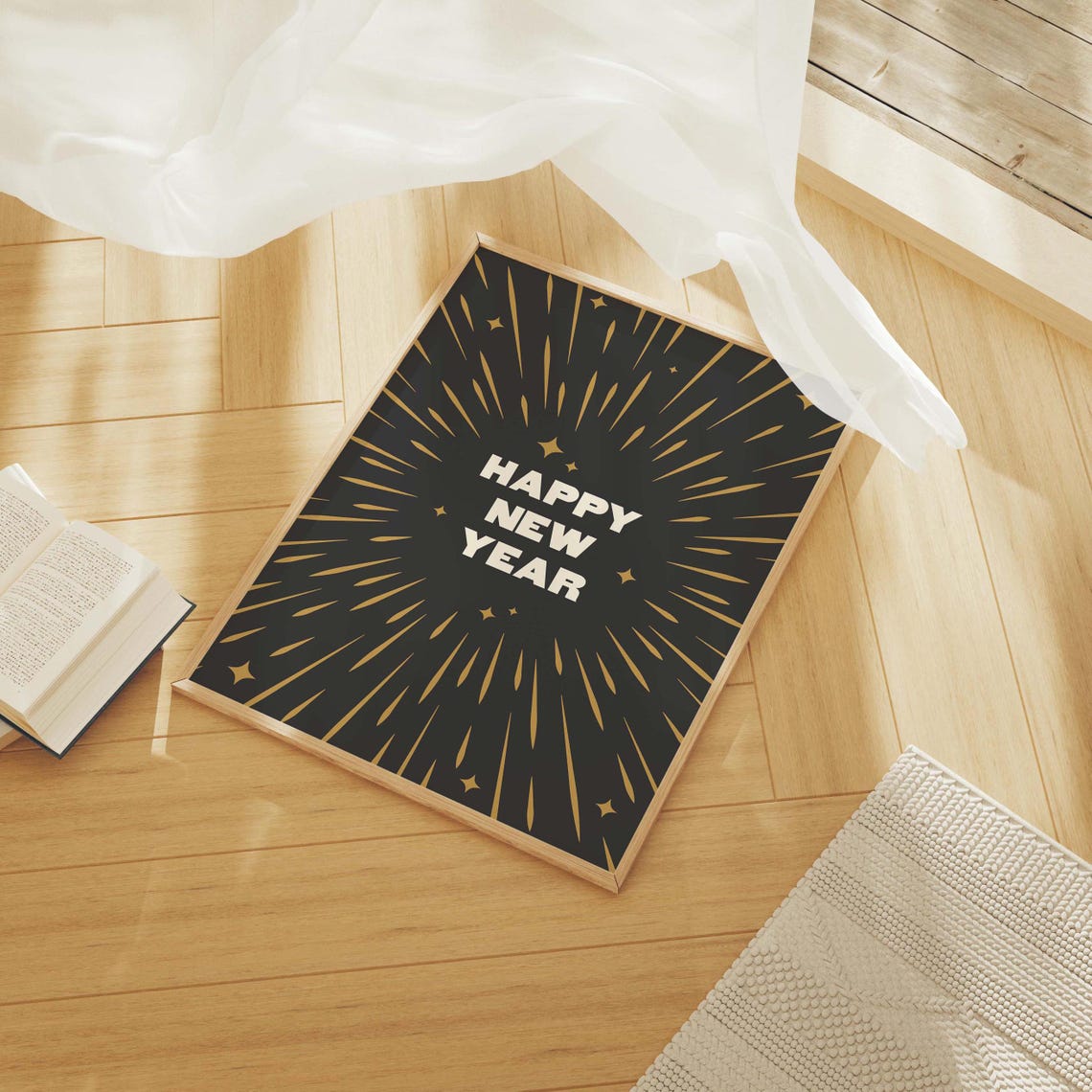 Happy New Year Gold Starburst Celebration Black Party Wall Poster - Image 6