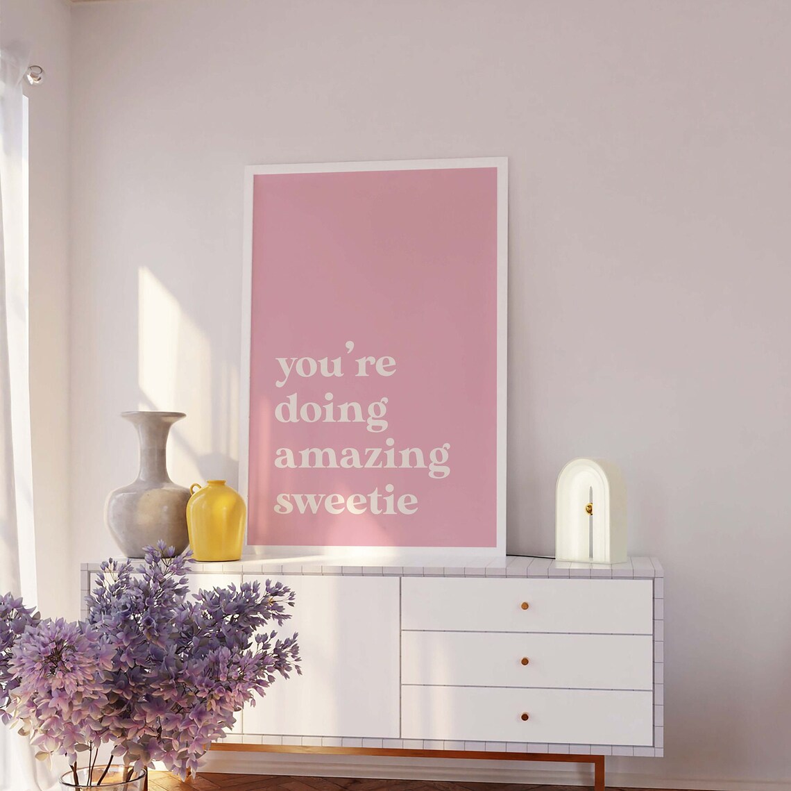 You Are Doing Amazing Sweetie Pink Affirmation Trendy Quote Poster - Image 3