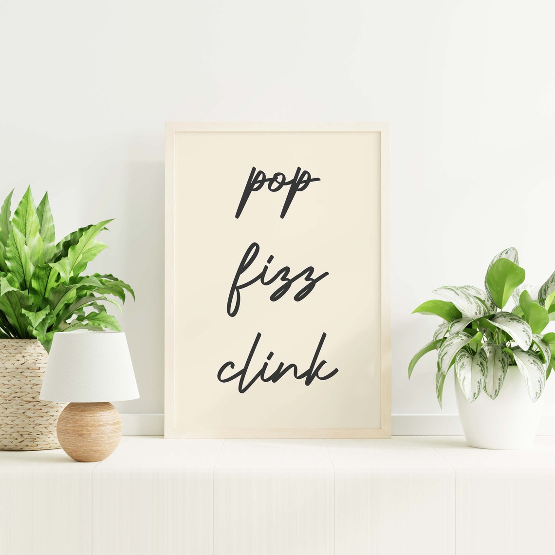 Pop Fizz Clink Print Art Neutral Bar Cart Decor Cute New Years Cocktail Wall Decorations - Image 5