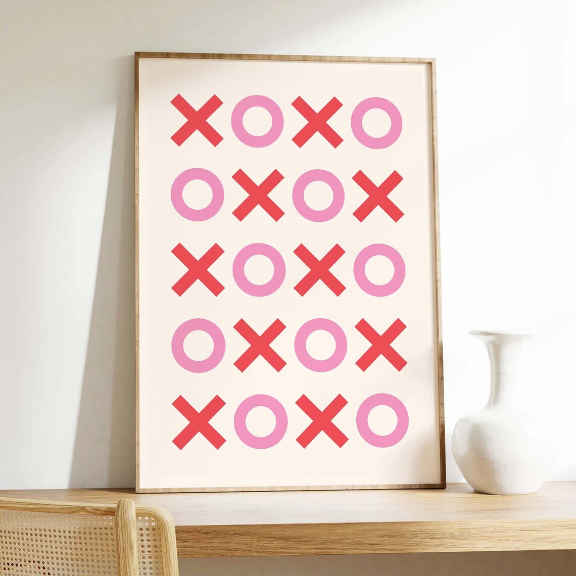 XOXO Hugs And Kisses Retro Red Pink Valentine Typography Poster - Image 4