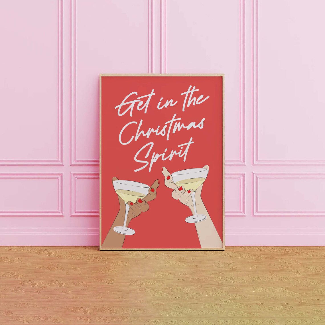 Get in the Christmas Spirit Champagne Toast Holiday Party Poster - Image 2