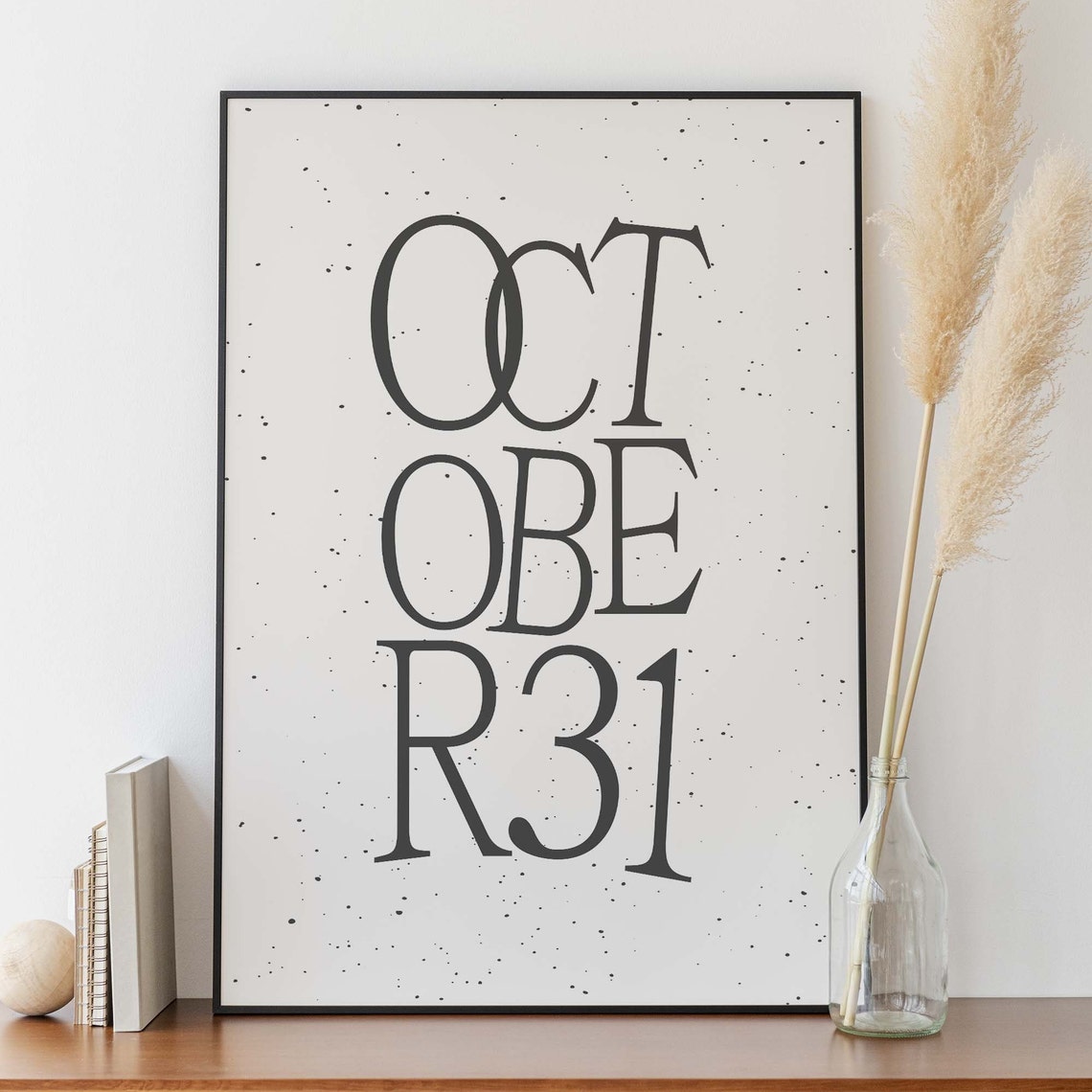October 31 Minimal White Halloween Date Typography Wall Decor Poster