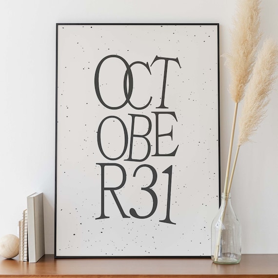 October 31 Minimal White Halloween Date Typography Wall Decor Poster