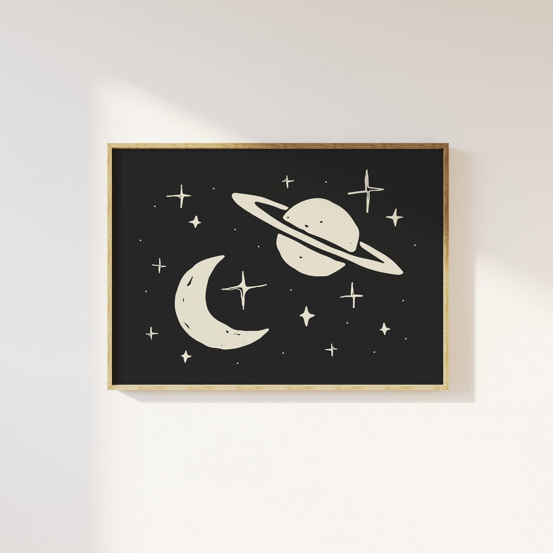 Outer Space Print Art Cute Stars And Planets Art Print Black Wall Art Boho Space - Image 3