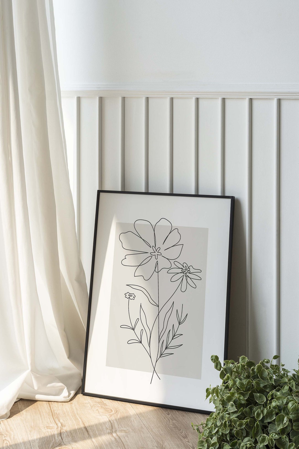 Beige Line Art Wildflower Botanical Minimalist Neutral Decor Poster - Image 6