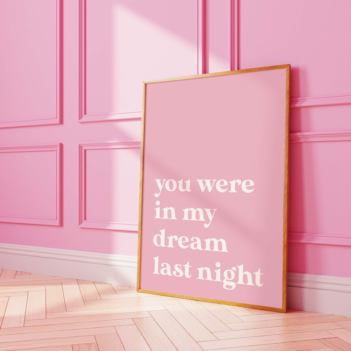 You Were in My Dream Last Night Pink Romantic Quote Typography Poster - Image 3