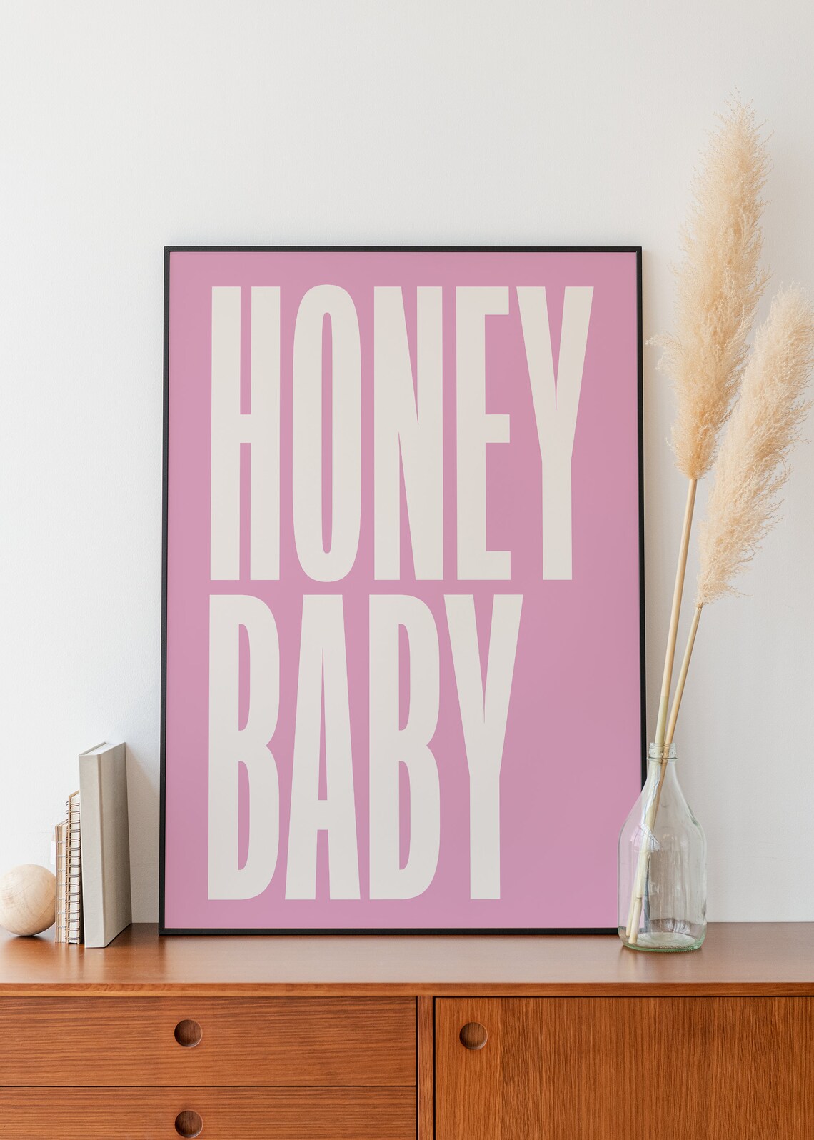 Honey Baby Bold Cream Typography Pink Background Modern Quote Poster - Image 3