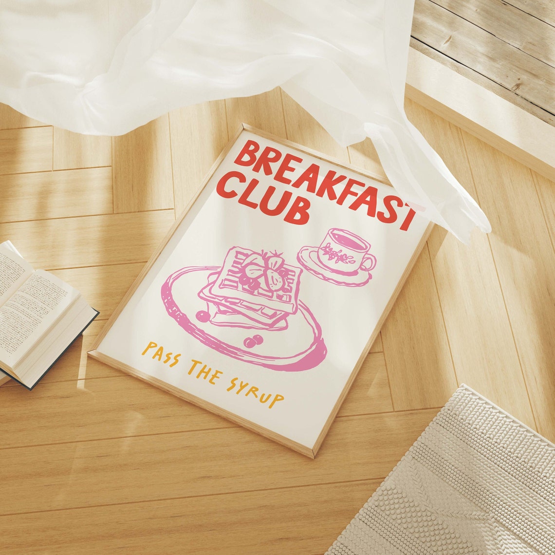 Breakfast Club Pass The Syrup Waffle Lovers Retro Kitchen Poster - Image 4