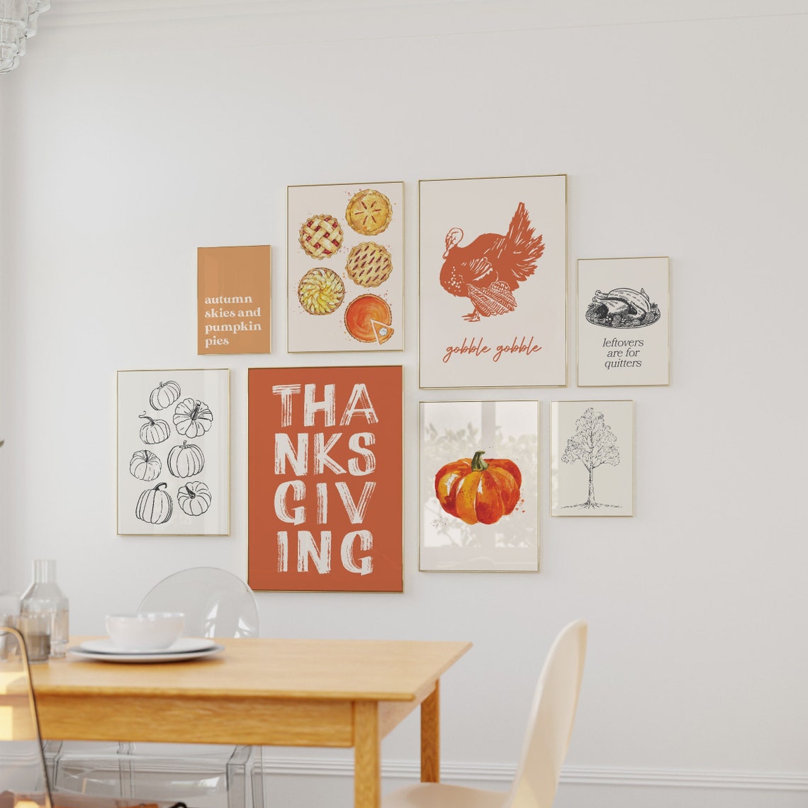 Thanksgiving 8 Rustic Fall Gallery Bundle Turkey Pumpkin Decor Poster - Image 4