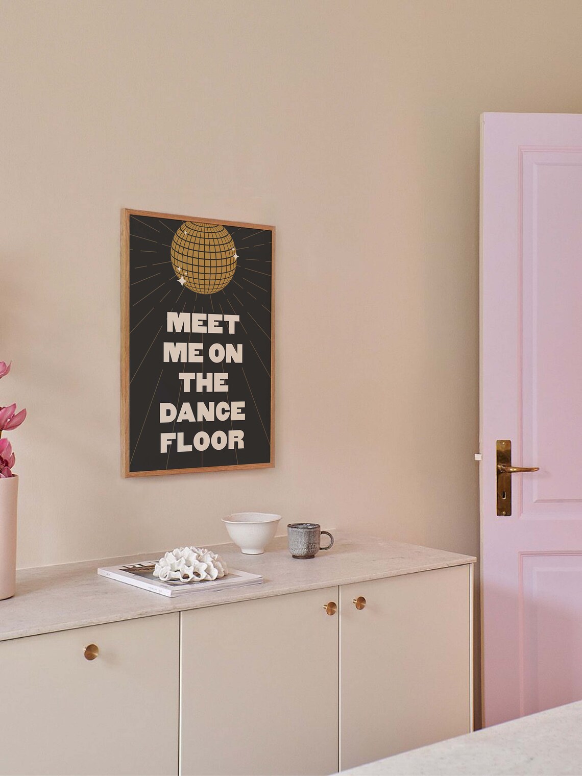 Meet Me On The Dance Floor Gold Disco Ball Party Quote Poster - Image 5