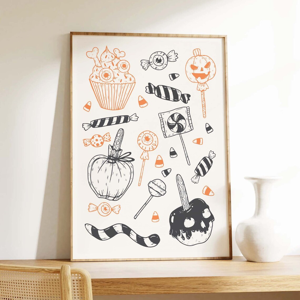Halloween Treats Line Art Spooky Candy Art Poster for Fall Decor - Image 2