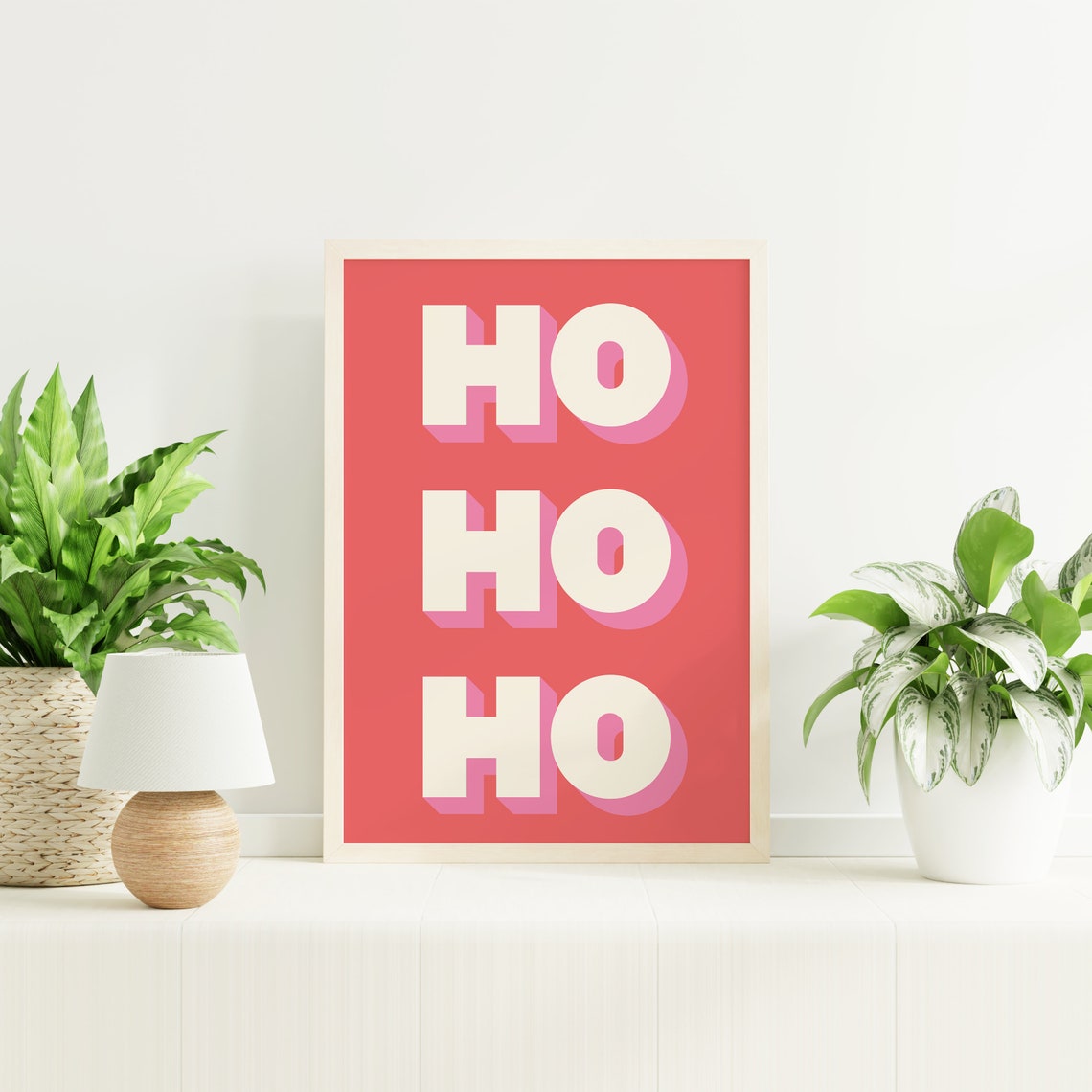 Ho Ho Ho Red Christmas Typography Retro Bold Holiday Wall Poster - Image 3