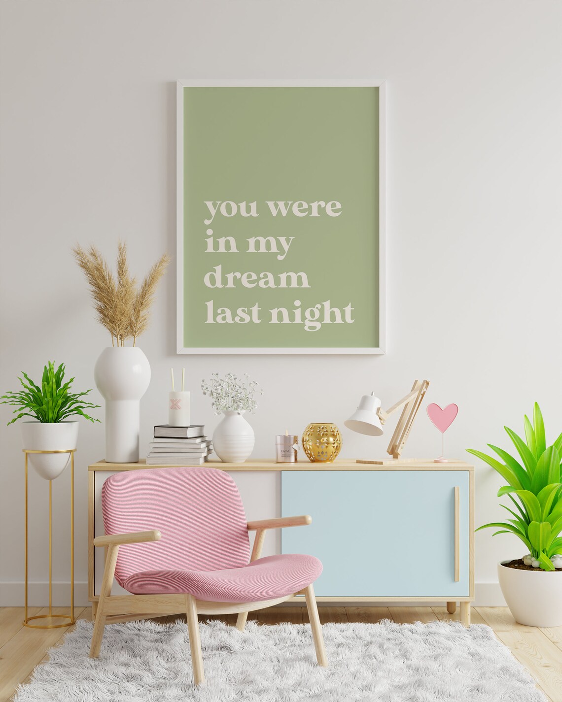 You Were In My Dream Last Night Green Minimalist Quote Poster - Image 5